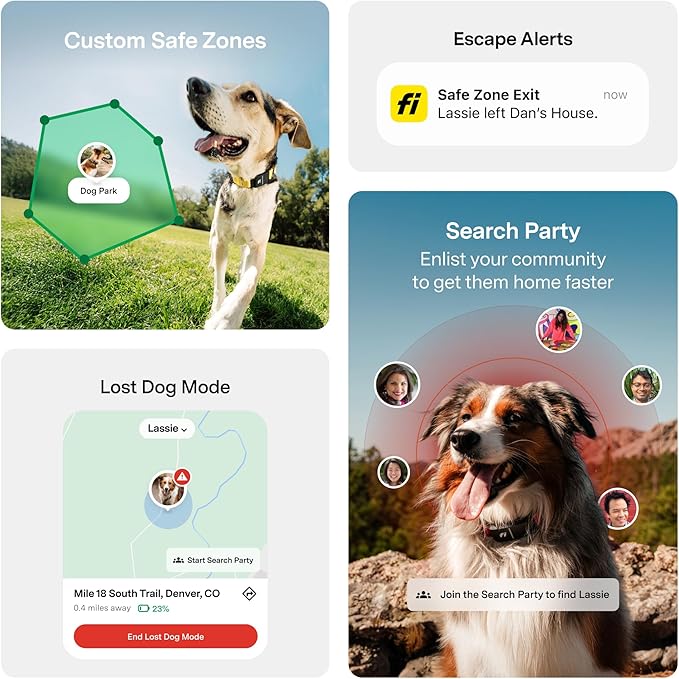 New Fi Series 3+ Smart Dog Tracker Collar [6 Month Membership Included] GPS Tracker for Dogs with Health & Behavior Monitoring, Escape Alerts, Waterproof, LED, Apple Watch Compatible (Yellow, Small)