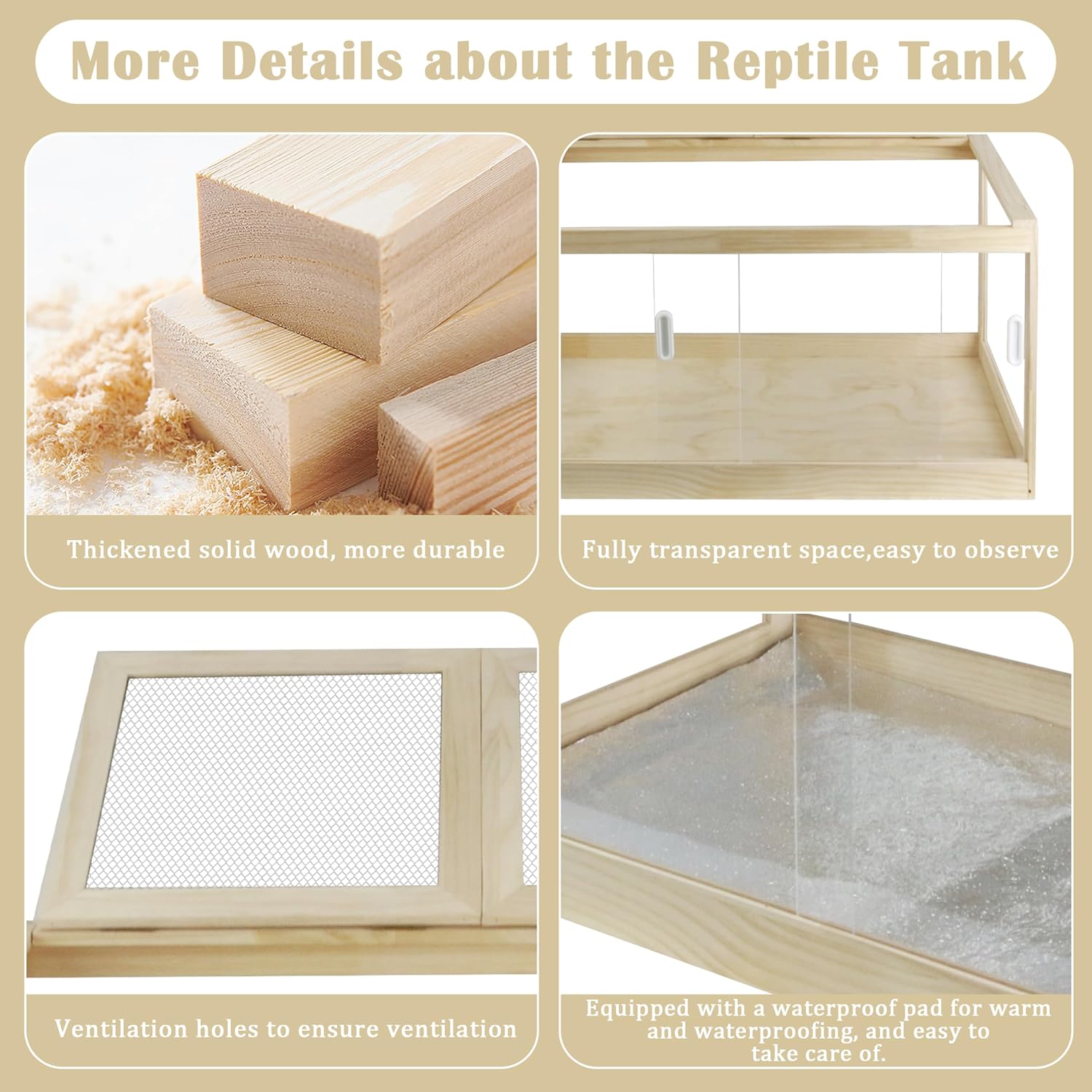 30 Gallon Bearded Dragon Tank, 32 * 16 * 16 Inch Reptile Tank, Lizard Terrarium with Sliding Door & Top Screen Ventilation, Suitable for All Types of Reptile, Snakes, Hamsters, - FurryFun