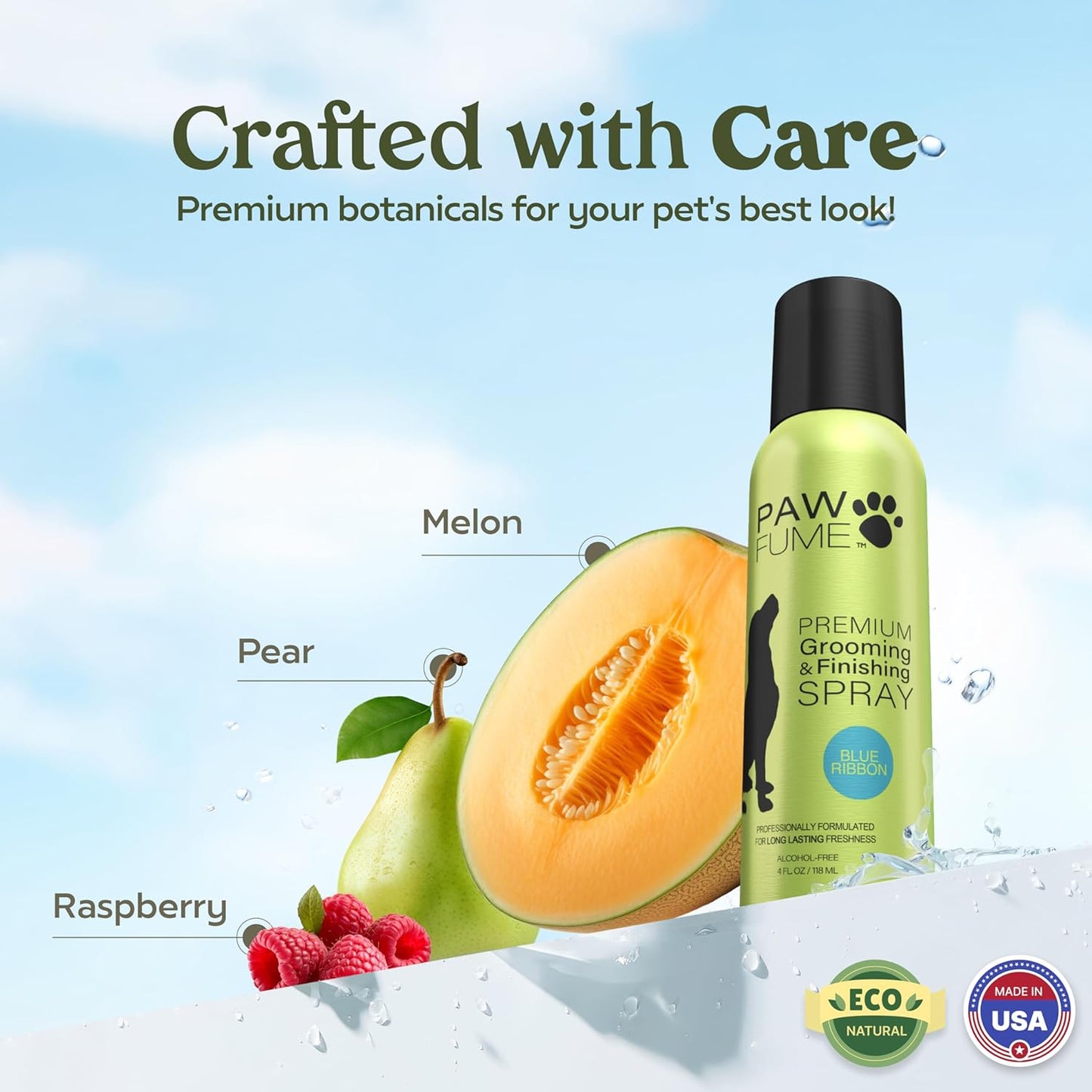 PAWFUME Dog Perfume Spray for Grooming, Blue Ribbon, 4-Pack – Keep Your Pup Fresh All Day – Probiotic, Alcohol-Free, Detangling & Moisturizing – Salon-Quality Dog Spray Deodorizer Perfume