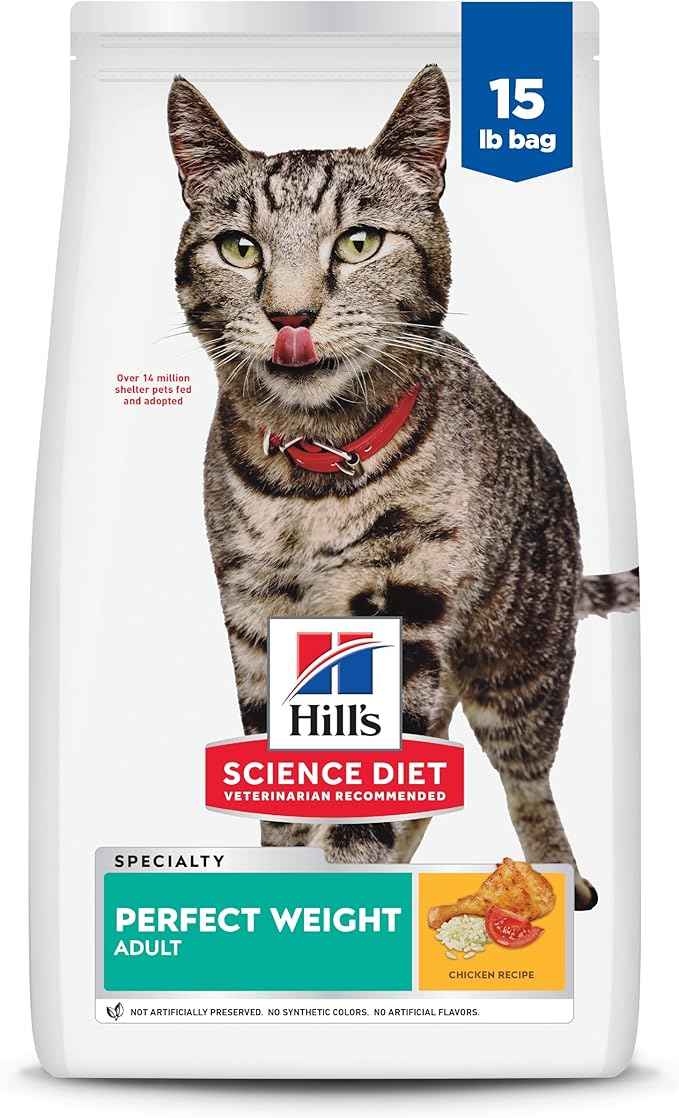 Hill's Science Diet Perfect Weight, Adult 1-6, Weight Management Support, Dry Cat Food, Chicken Recipe, 15 lb Bag