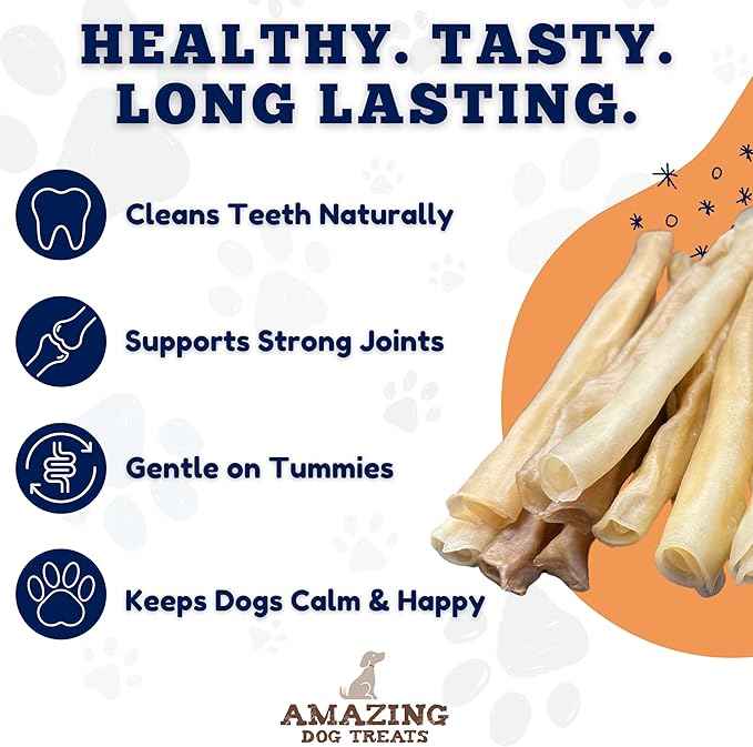 Amazing Dog Treats - Large Collagen Stick - (12 Inch - 50 Count) - Beef Cheek Rolls - 100% Pure Collagen Sticks