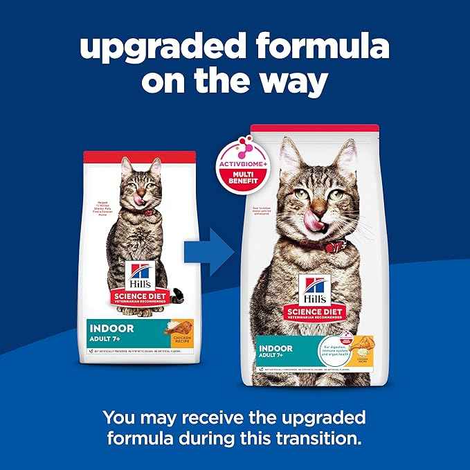 Hill's Science Diet Adult 7+ Indoor Dry Cat Food, Chicken, 15.5 lb. Bag
