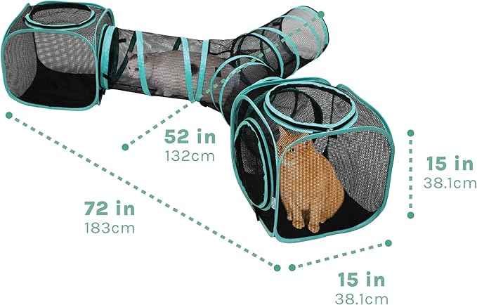 Kitty City Outdoor Catio Furniture and Play Kits for Cats, Three Way Tunnel