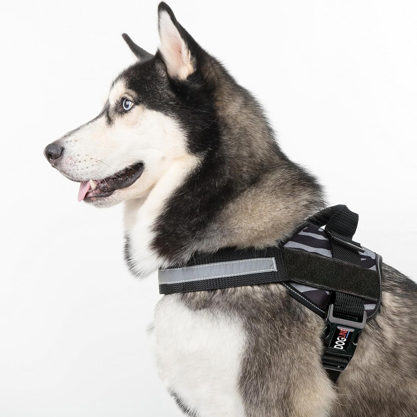Dogline Dog Harness, Reflective No-Pull Adjustable Vest with Handle for Walking, Training, Breathable, No - Choke Harness for Small, Medium or Large Dogs Room for Patches Zebra Black/White L 27"-34"