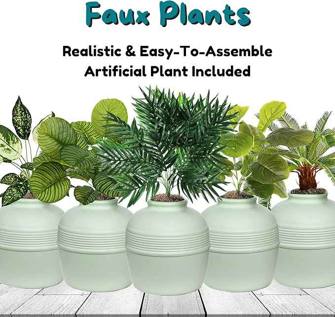 Good Pet Stuff Hidden Litter Box Planter, Decorative Cat Litter Enclosure with Carbon Filter, Artificial Plant, Easy Clean, Indoor Design, Original Round Style, Base Kit, Seagrass Green