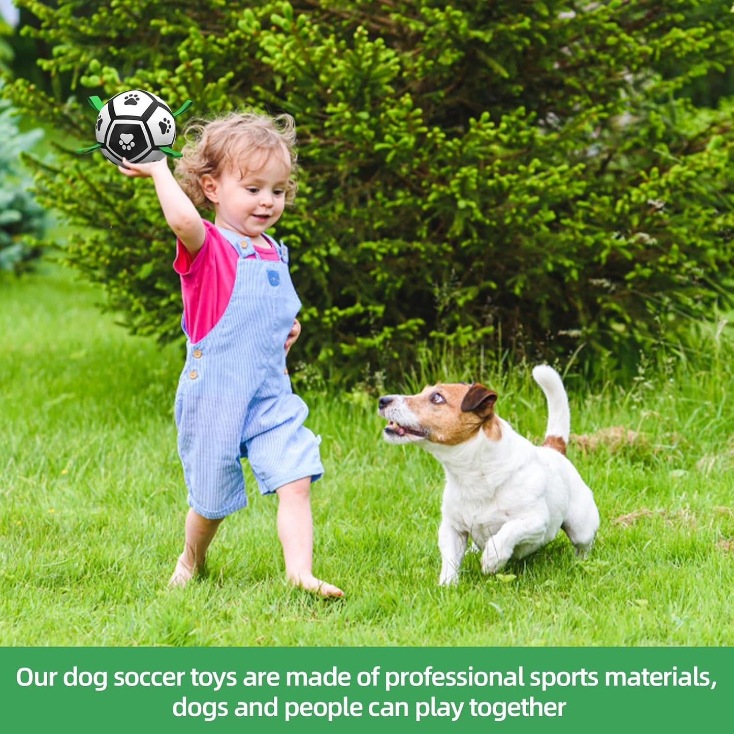 QDAN Dog Toys Soccer Ball with Straps, Interactive Toys for Tug of War, Puppy Birthday Gifts, Dog Water Toy, Durable Balls World Cup for Small Dogs（5 Inch）