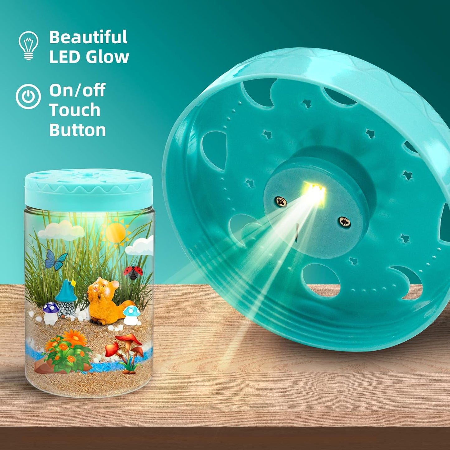 Light Up Terrarium Kit for Kids,Redpanda Gardening Kit for Boys and Girls,Creative Educational Gardening Toy,Arts and Crafts Activity Kits,Birthday Gifts for Ages 4 5 6 7 8-12