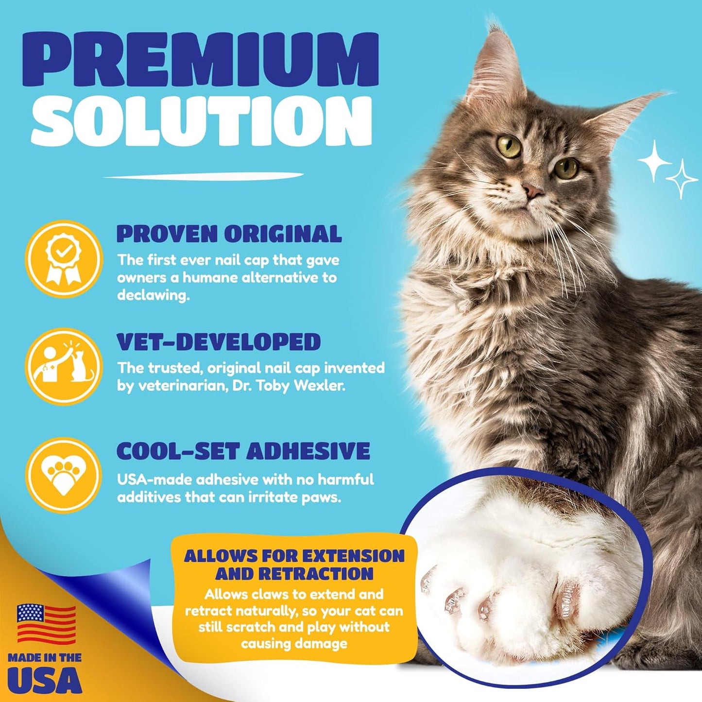 Soft Claws Cat Nail Caps for Large Cats – (40 Caps, Purple & Black) - Made in USA - Veterinarian-Developed | Protects Furniture & Skin - Easy to Apply, Long-Lasting Anti-Scratch Soft Cat Claw Covers