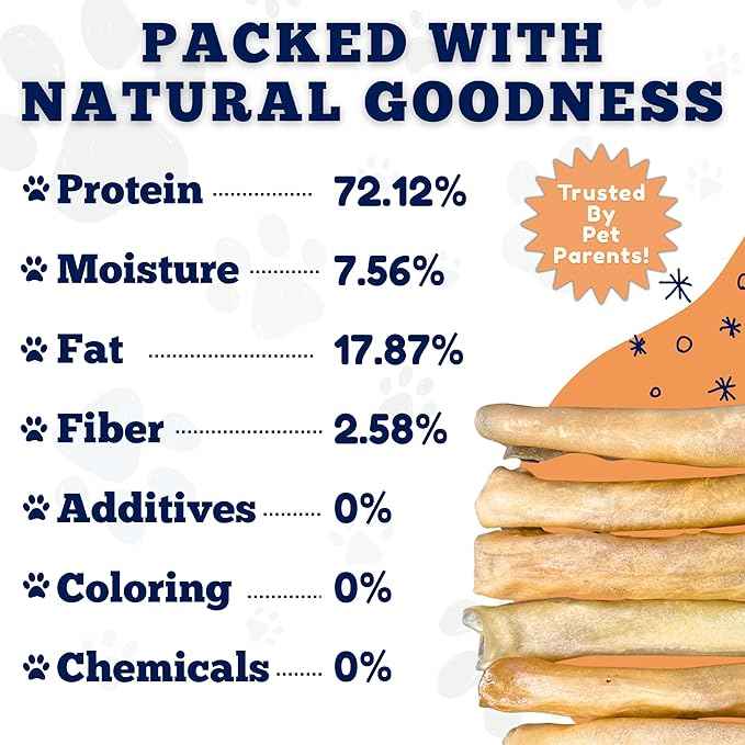 Amazing Dog Treats - Large Collagen Stick - (12 Inch - 50 Count) - Beef Cheek Rolls - 100% Pure Collagen Sticks