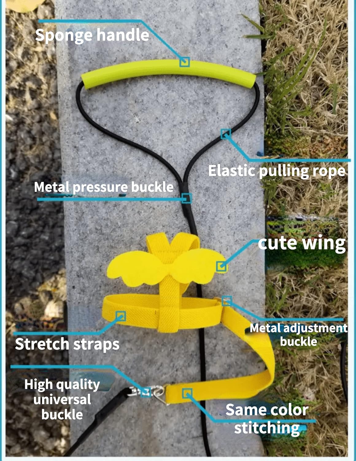 Pet Parrot Bird Harness Leash Adjustable Bird Flying Harness Traction Rope with Cute Wing for Parrots Pigeons Budgerigar Lovebird Cockatiel Mynah Outdoor Training Toy (XL, Yellow)