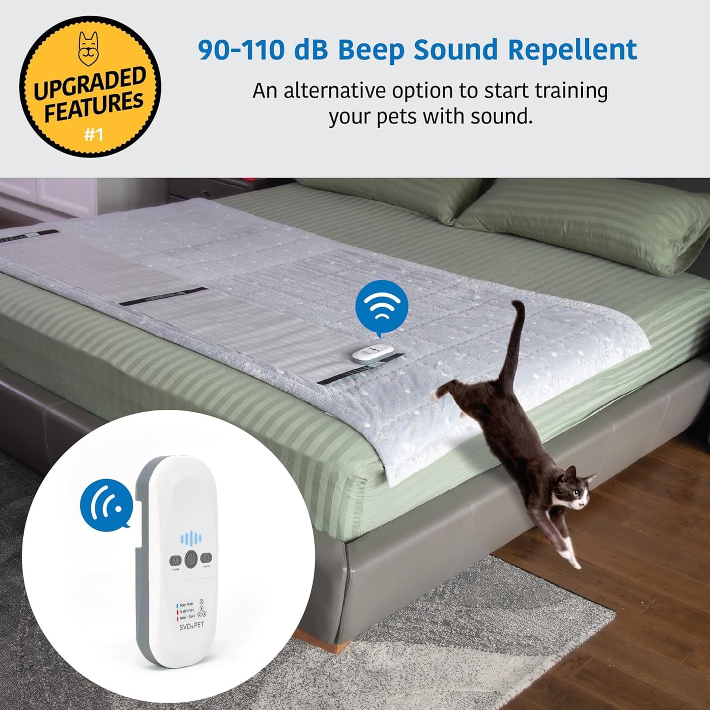 SVD.PET (2-Pack Pet Training Mat with Tester, Pet Shock Pad, Dogs & Cats Electronic Repellent mat for Indoor, 3 Training Modes, 5 Levels, Pet Safe Mode (White controler 30" X 16")