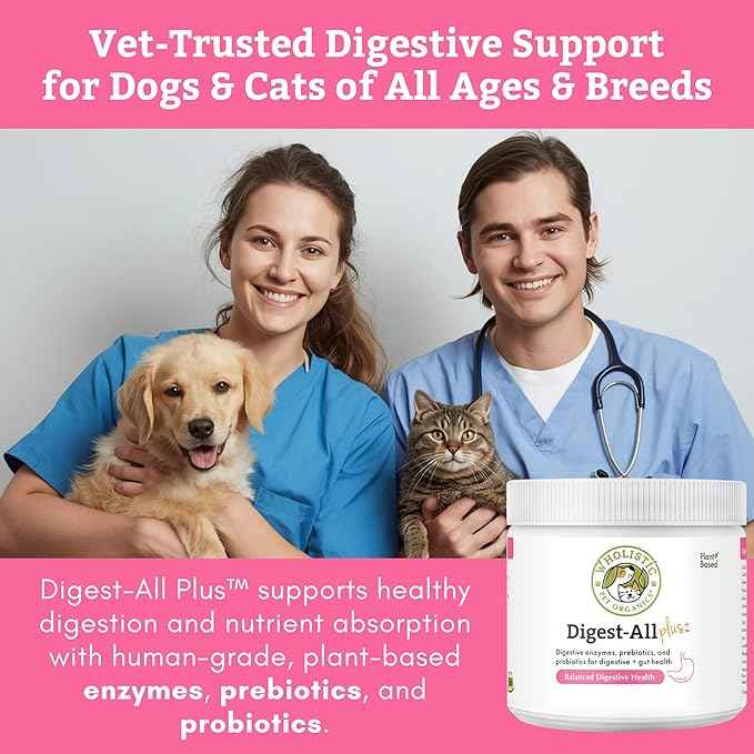 Wholistic Pet Organics Probiotics for Dogs with Digestive Enzymes & Prebiotic Fiber - 8 Oz - Daily Cat & Dog Probiotics for Digestive Health, Anti Diarrhea & Gut Support - Cat Probiotic - 227 Scoops