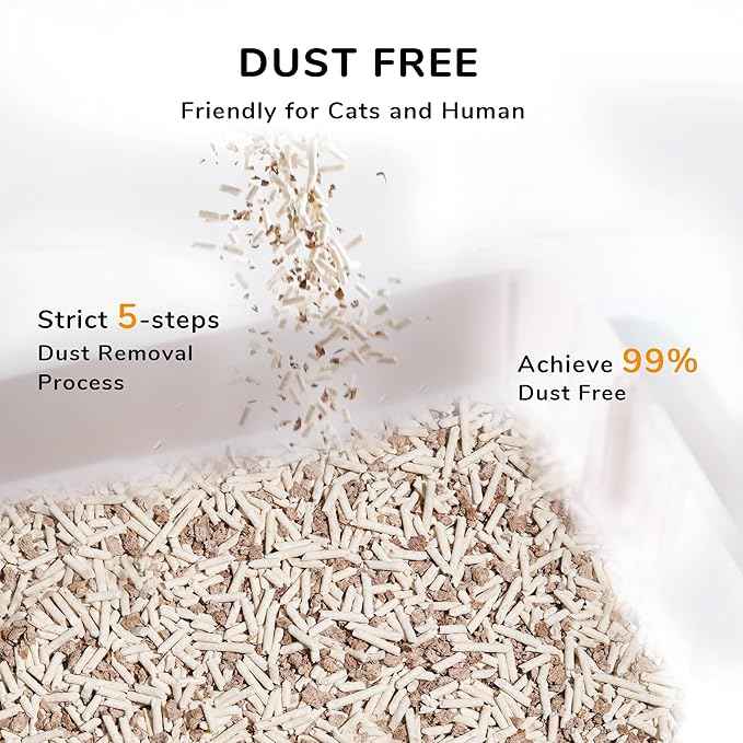 FUKUMARU Tofu Cat Litter, 12 LBS Clumping Cat Litter, Dust Free, Natural, Unscented, Flushable, Lightweight, Low Tracking, Mixed Apple Wood, 24/7 Odor Control, 6 lb x 2 Bags
