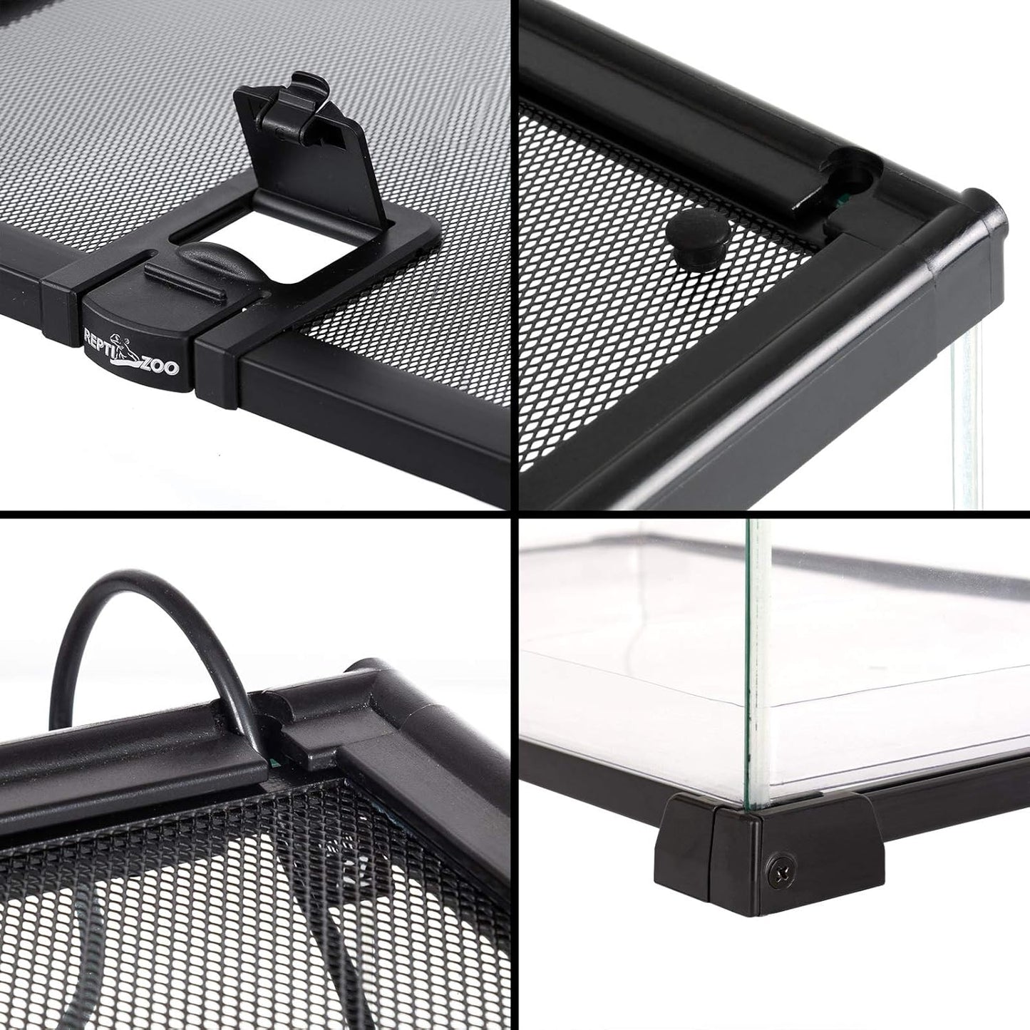 REPTI ZOO Full Glass 15 Gallon Reptile Tank, Medium Reptile Terrarium for Gecko Hermit Crab Hognose Snake etc, Top Screen Ventilation & Feeding - FurryFun