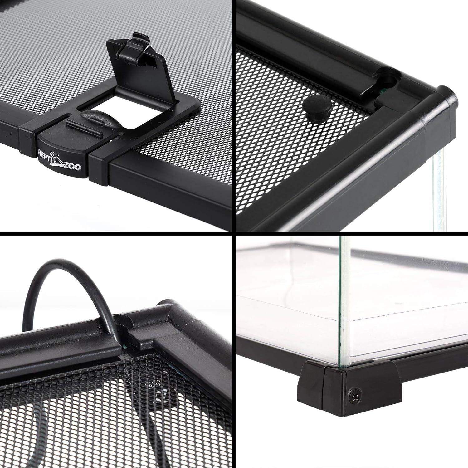 REPTI ZOO Full Glass 15 Gallon Reptile Tank, Medium Reptile Terrarium for Gecko Hermit Crab Hognose Snake etc, Top Screen Ventilation & Feeding - FurryFun