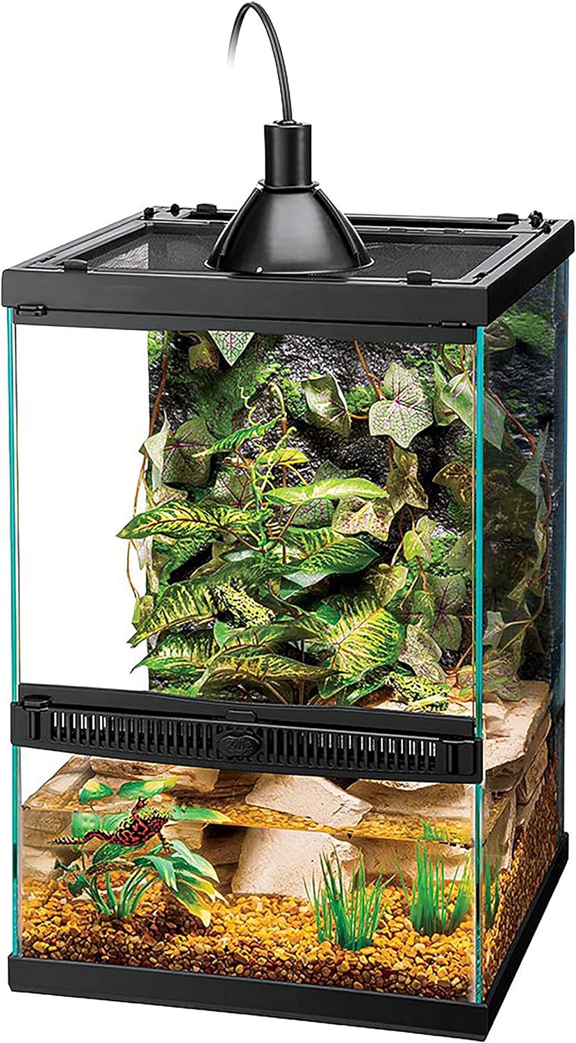 Zilla 11 Gallon Glass Tropical Vertical Habitat Starter Kit for Small Tree Dwelling Reptiles & Amphibians - FurryFun