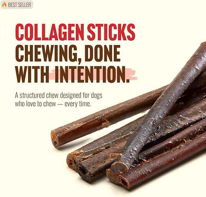 Natural Farm Odor-Free Bully Coated Gourmet Collagen Sticks (6 Inch, 10 Pack), Real Bully Beef Coated, 95% Natural Collagen, Supports Healthy Joints, Skin & Coat - Best for Small & Medium Dogs