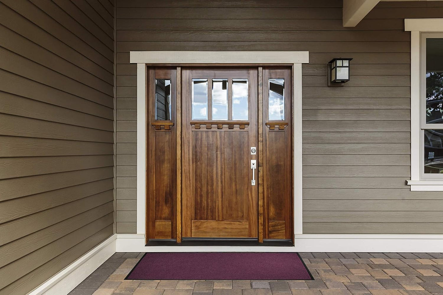 WaterHog Diamond | Commercial-Grade Entrance Mat with Rubber Border – Indoor/Outdoor, Quick Drying, Stain Resistant Door Mat (Medium Grey, 4' x 12')