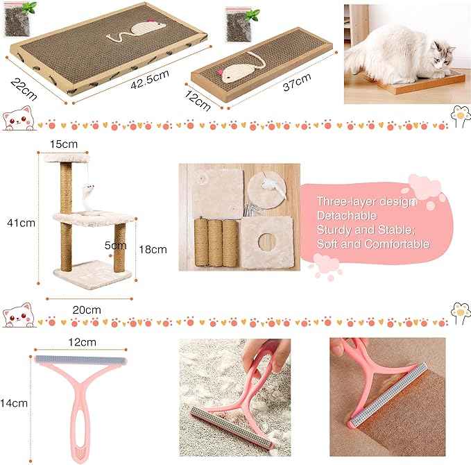 Kitten Starter Supplies Starter Kit, 20 pcs of Cat Essentials and Stuff, Including Cat Bed, Carrier, Litter Mat, Litter Box, Collar, Bowls,and Others, Perfect Choice for New Cat Owner - Pink