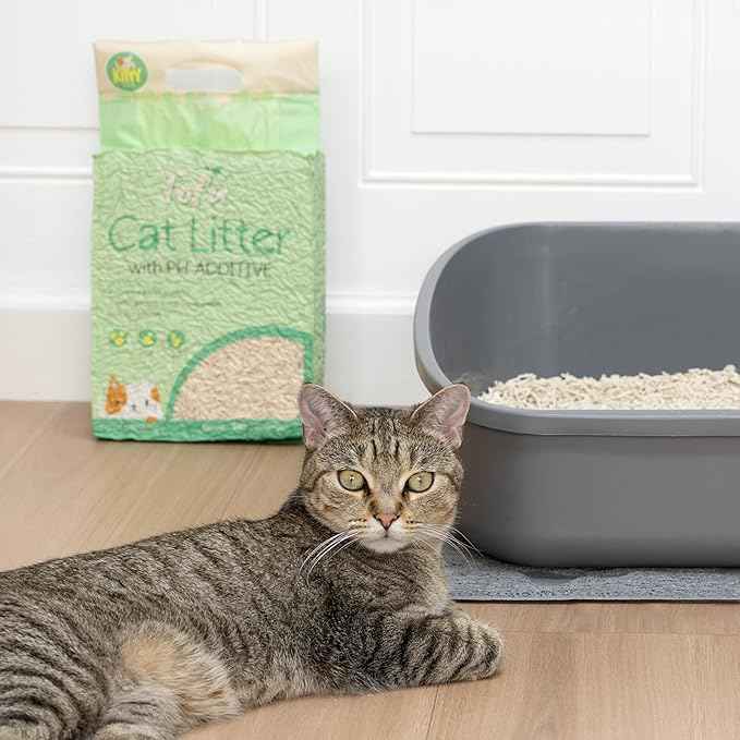 Kitty City pH Detecting Tofu Cat Litter, 100% Natural Plant-Based Formula, Fast Clumping, Low Dust, Flushable & Super Absorbent, 6 lb