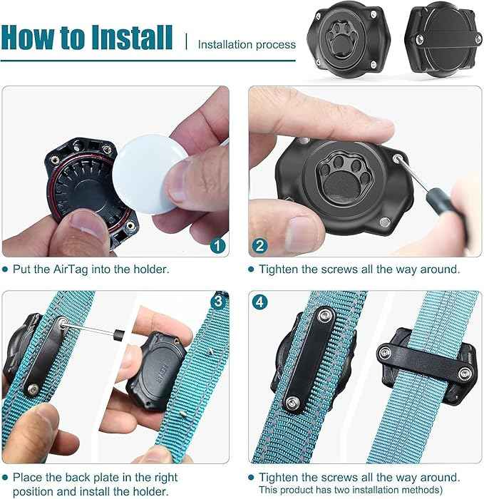 AirTag Dog Collar Holder, 100% Waterproof Air Tag Mount, Compatible with Apple Air Tag for Dogs & Cat Collars, Ultra-Durable Dog Collar AirTag Holder - Fits All Width Collars (2 Pack)