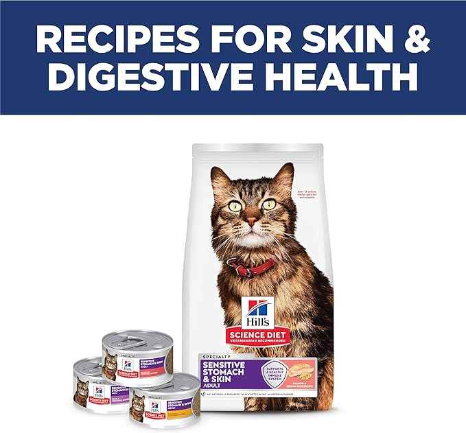 Hill's Science Diet Adult 1-6 Sensitive Stomach & Skin Dry Cat Food, Salmon Recipe, 6 lb. Bag