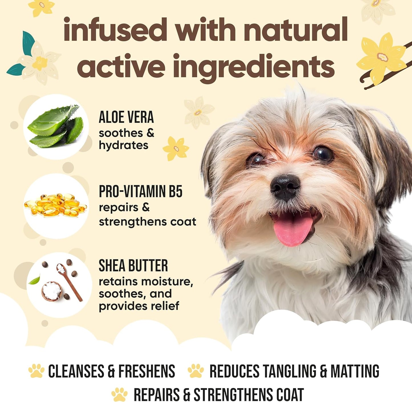 Vanilla & Shea Butter Dog Shampoo by Buddycare | Moisturising Shampoo for Dogs | Vanilla & Shea Butter Scented | with Aloe Vera and Pro Vitamin B5 (169.07oz)