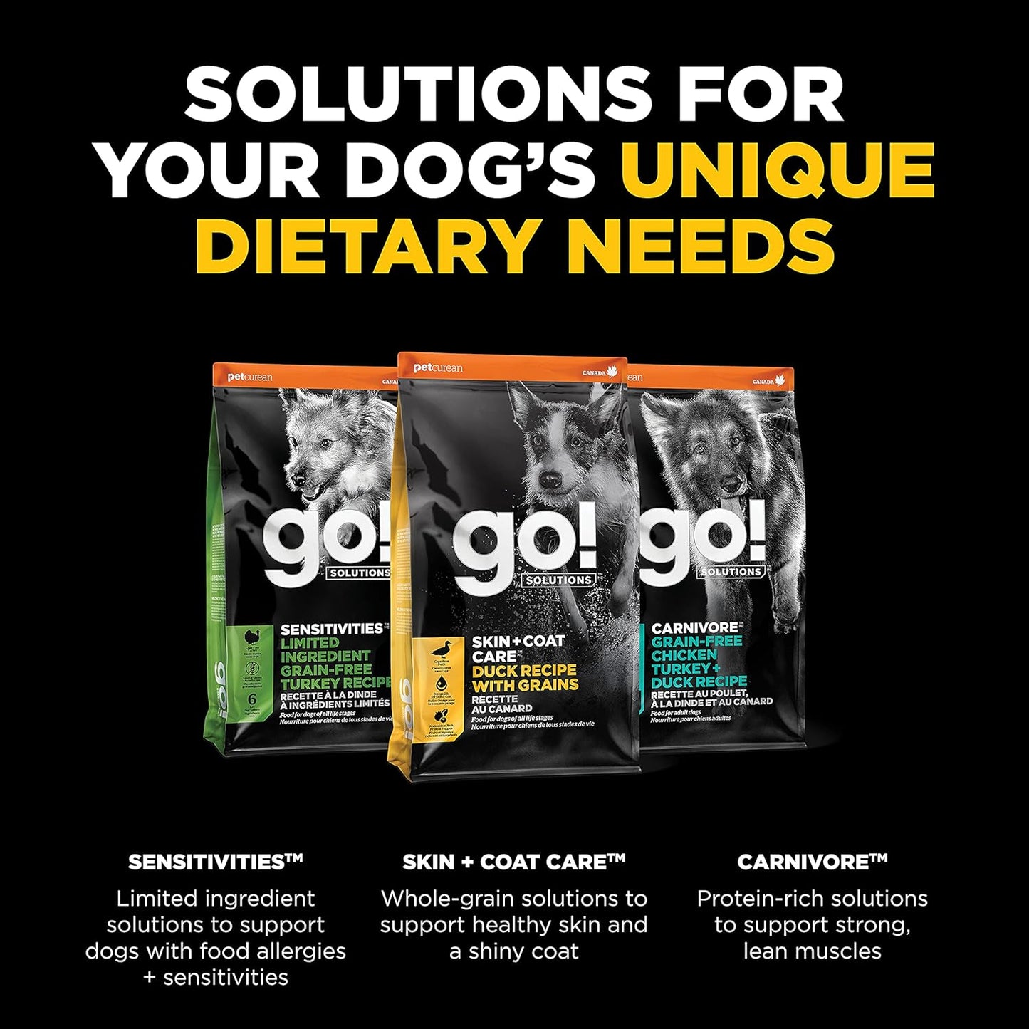 Go! Solutions Skin + Coat Care, Dry Dog Food, Duck Recipe with Grains, 22 lb Bag