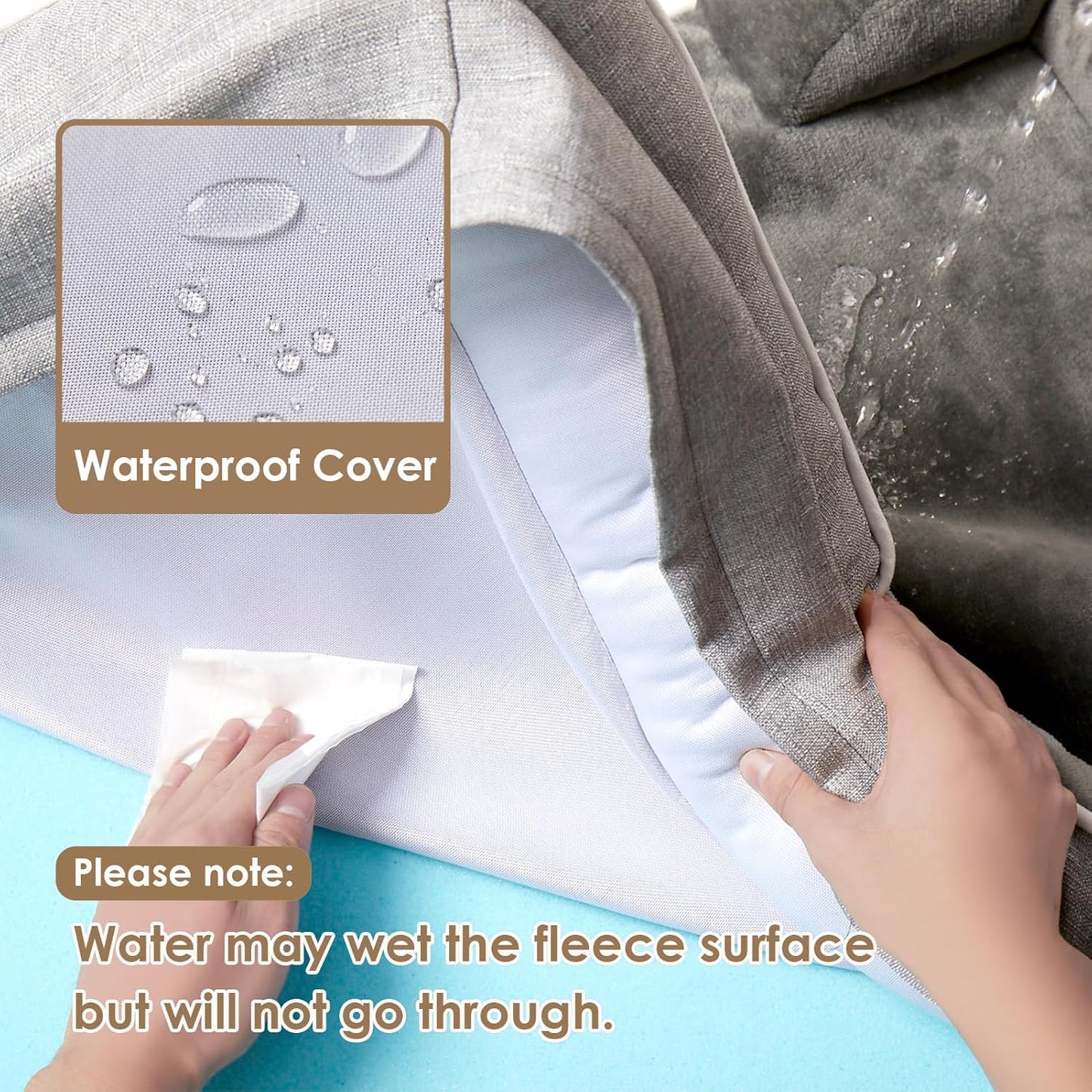 EHEYCIGA Orthopedic Dog Bed for Small Dogs, Waterproof Memory Foam Small Pet Beds with Sides, Non-Slip Bottom and Egg-Crate Foam Medium Dog Couch Bed with Washable Removable Cover, Grey
