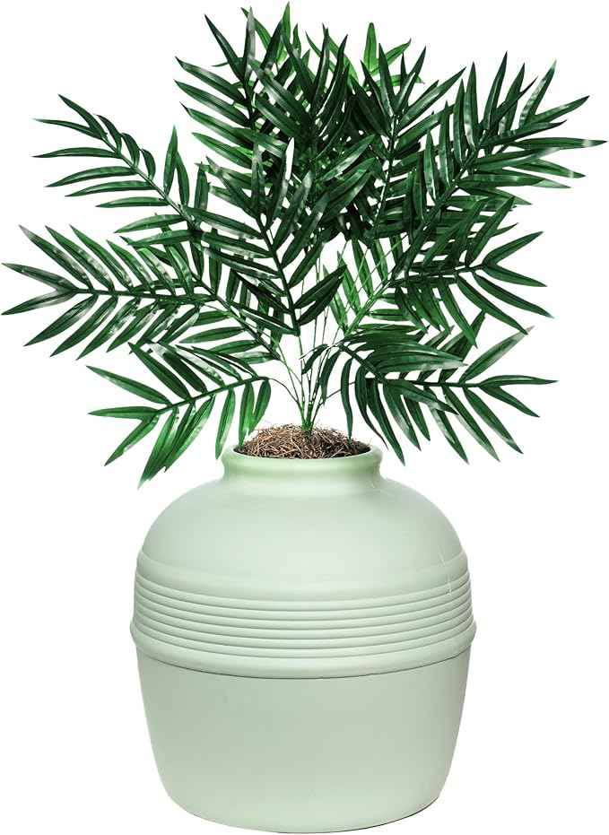 Good Pet Stuff Hidden Litter Box Planter, Decorative Cat Litter Enclosure with Carbon Filter, Artificial Plant, Easy Clean, Indoor Design, Original Round Style, Essentials Kit, Seagrass Green