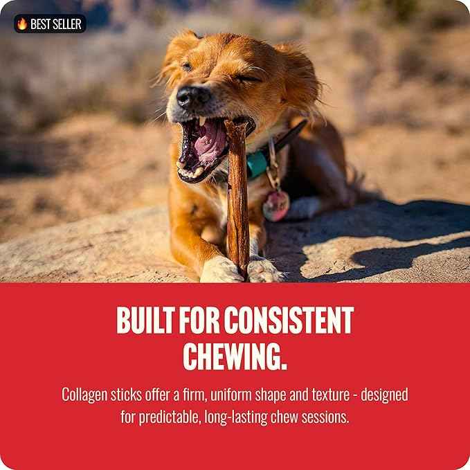 Natural Farm Collagen Sticks (6 Inch, 15 Pack). Odor-Free, 95% Natural Collagen Dog Chews, Supports Healthy Joints, Skin & Coat - Best Rawhide Alternative for Small & Medium Dogs