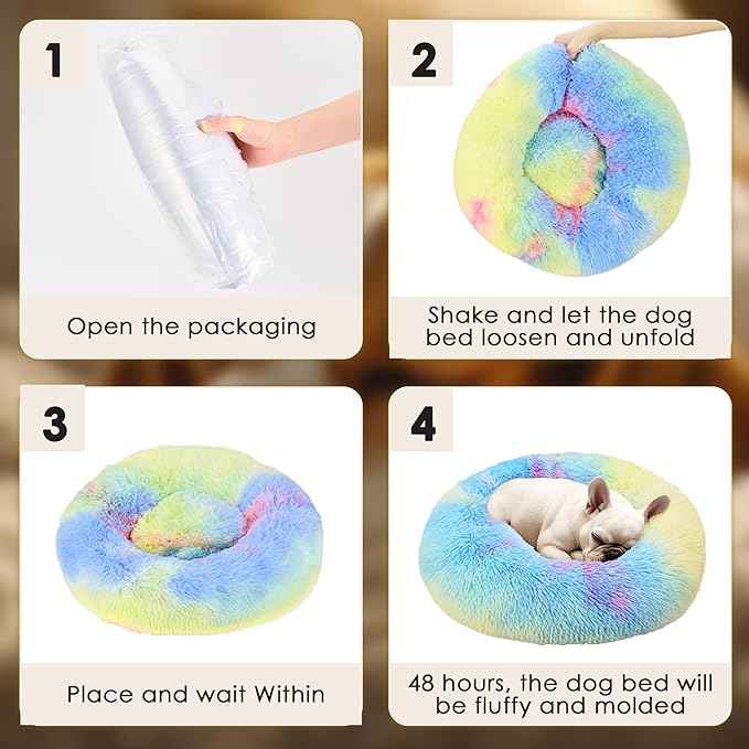 Dog Beds Large Sized Dog and Cats, 32in Pet Beds for Large Pet, Washable Indestructible Extra Large Dog Bed (Rainbow)