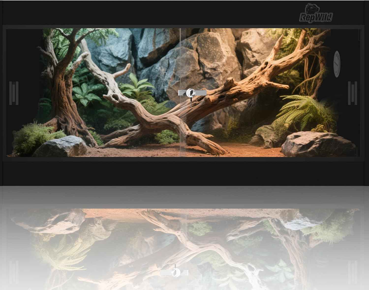 50 Gallon PVC Reptile Enclosure, RepWild 36"x18"x18" Terrarium/Tank with Heavy-Duty Screen Top, Glass Sliding Doors & Lock for Bearded Dragons, Ball Python, Geckos, Lizards