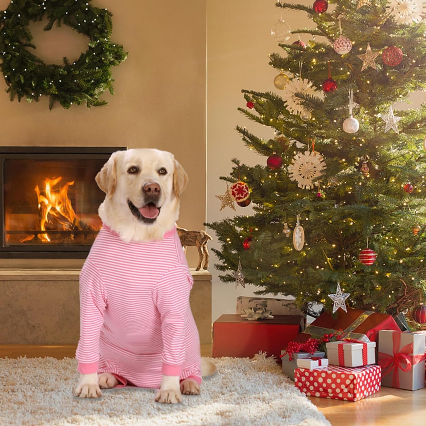 Yeapeeto Dog Onesie Surgery Recovery Suit for Large Medium Bodysuit Dogs Pajamas PJS Full Body for Shedding, Prevent Licking, Wound Protection, Cone Alternative (3XL, Pink)