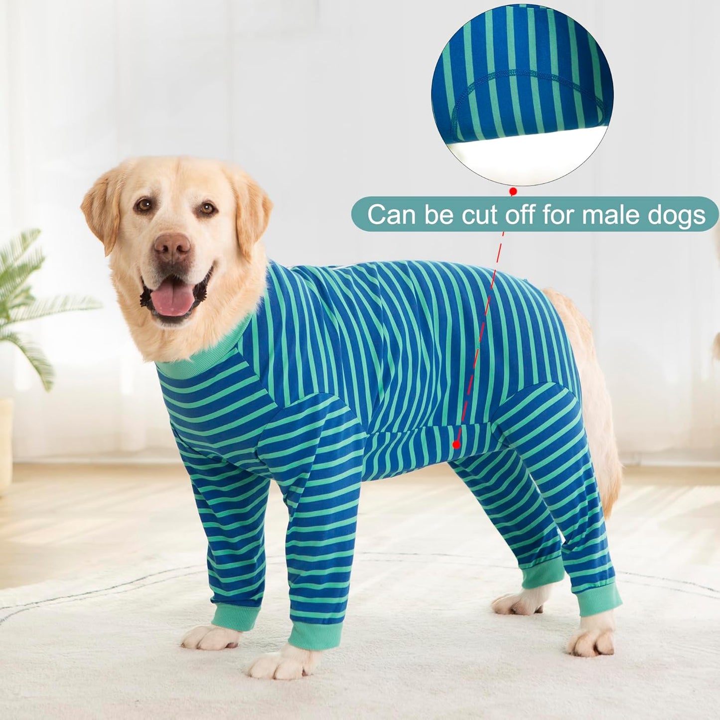 Yeapeeto Dog Onesie Surgery Recovery Suit for Large Medium Bodysuit Dogs Pajamas PJS Full Body for Shedding, Prevent Licking, Wound Protection, Cone Alternative… (Blue Green, 5XL)