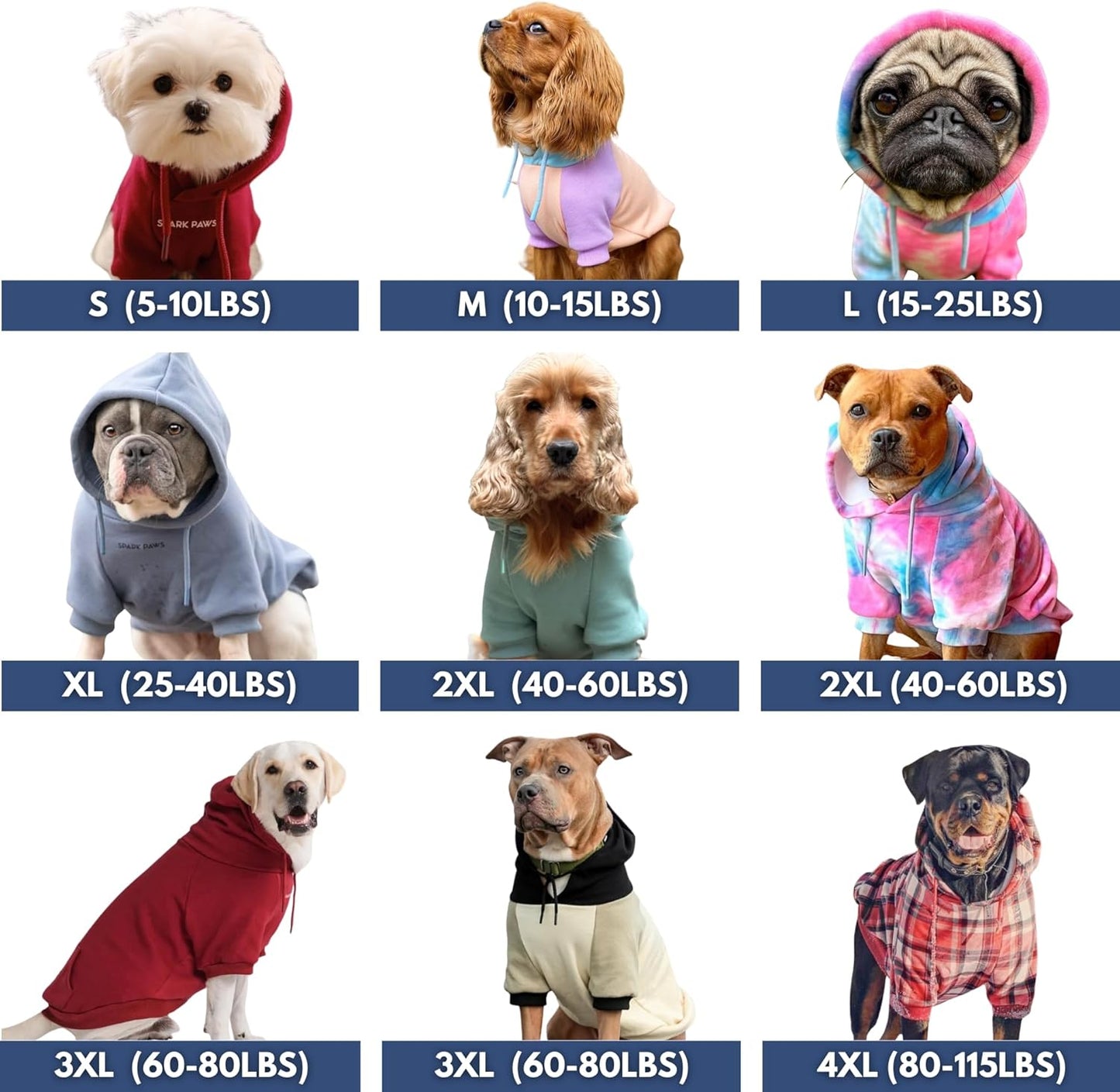 Spark Paws Dog Hoodie – Premium Dog Sweater for Small, Medium, and Large Dogs | Warm Outfits for French Bulldogs, Pitbull, Puppy, Winter Jacket Alternative - Rock and Roll -4XL