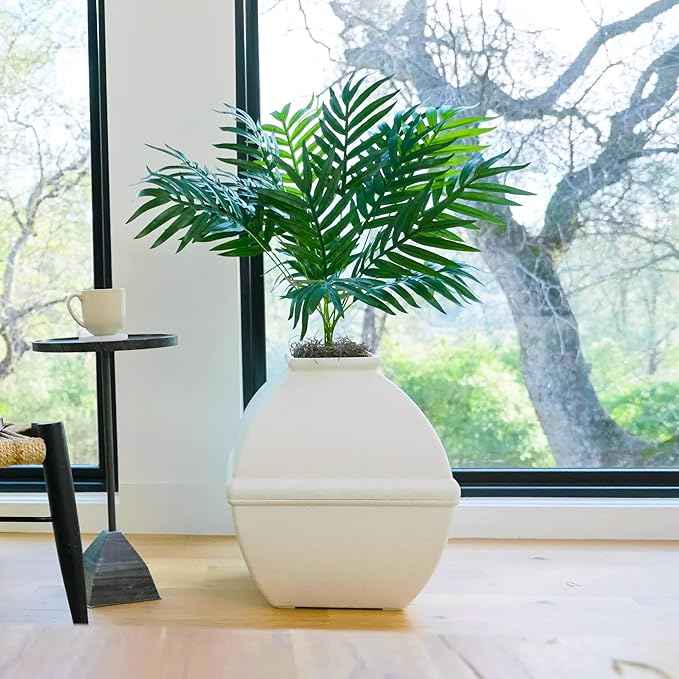 Good Pet Stuff Hidden Litter Box Planter, Decorative Cat Litter Enclosure with Carbon Filter, Artificial Plant, Easy Clean, Indoor Design, Courtyard Square Style, Base Kit, White Birch