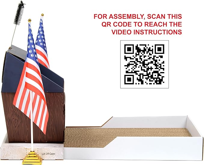 LA LA CAT Funny Presidential Podium Cat Scratcher/Sturdy Cardboard Cat Scratcher/Grooming Brush &Silvervine/for Indoor Cats/Childless Cat Lady's Purrfect Companion/2024 Election *Original Design*