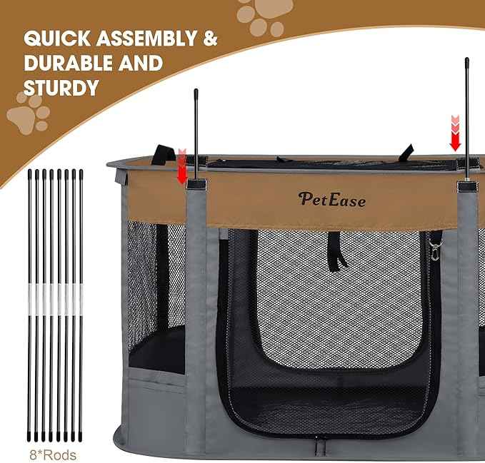 Portable and Foldable Cat Playpen Dog Playpen Small Animal Playepn with Waterproof Bottom, Foldable Pet Cage for Rabbit Puppy Hamster, Indoor/Outdoor Use