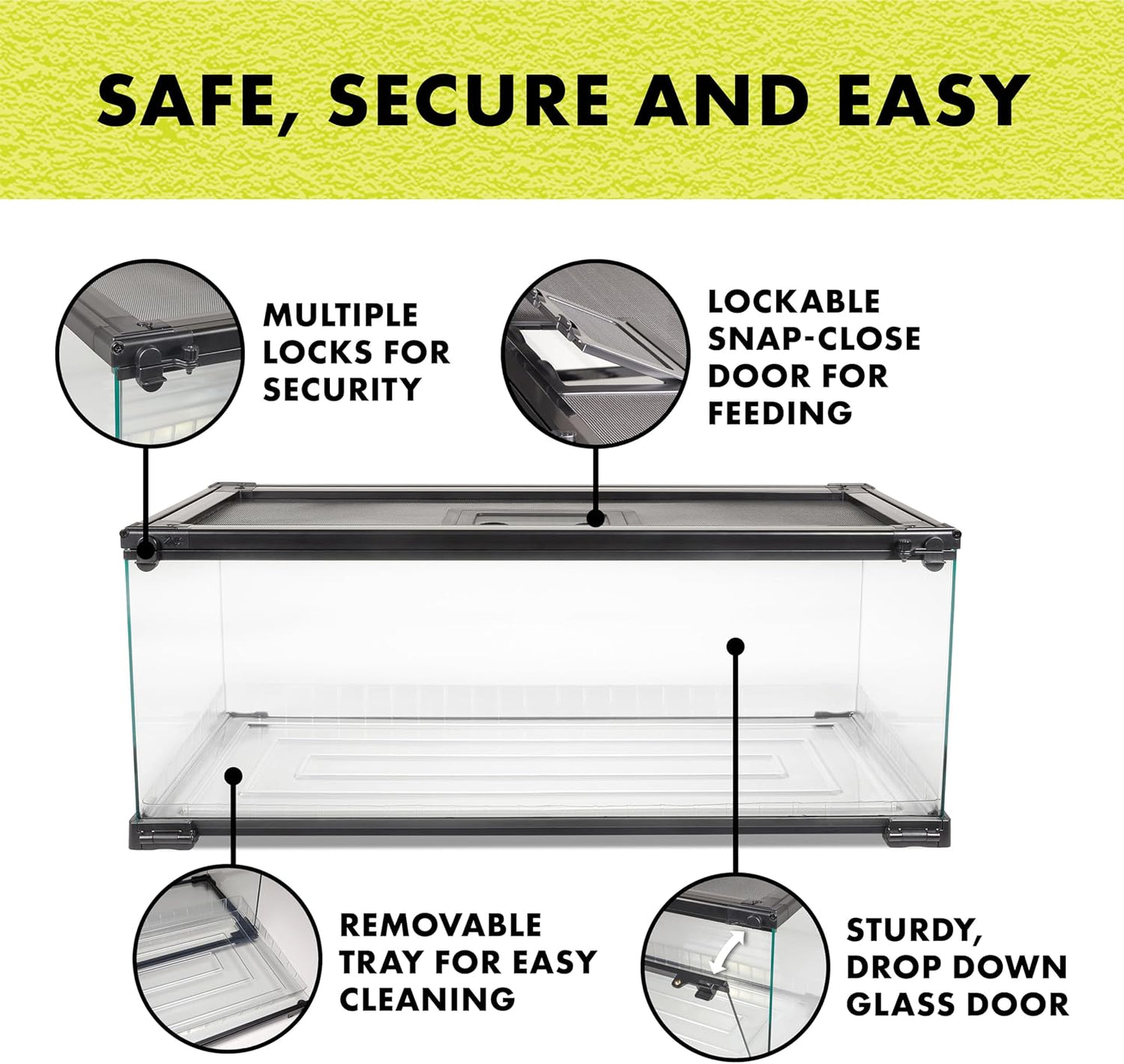 Zilla QuickBuild Reptile 20 Gallon Glass Terrarium Habitat with Bedding Tray For Geckos, Snakes, Lizards, Frogs, Turtles, and Tortoises, 30" x 12" x 12" - FurryFun