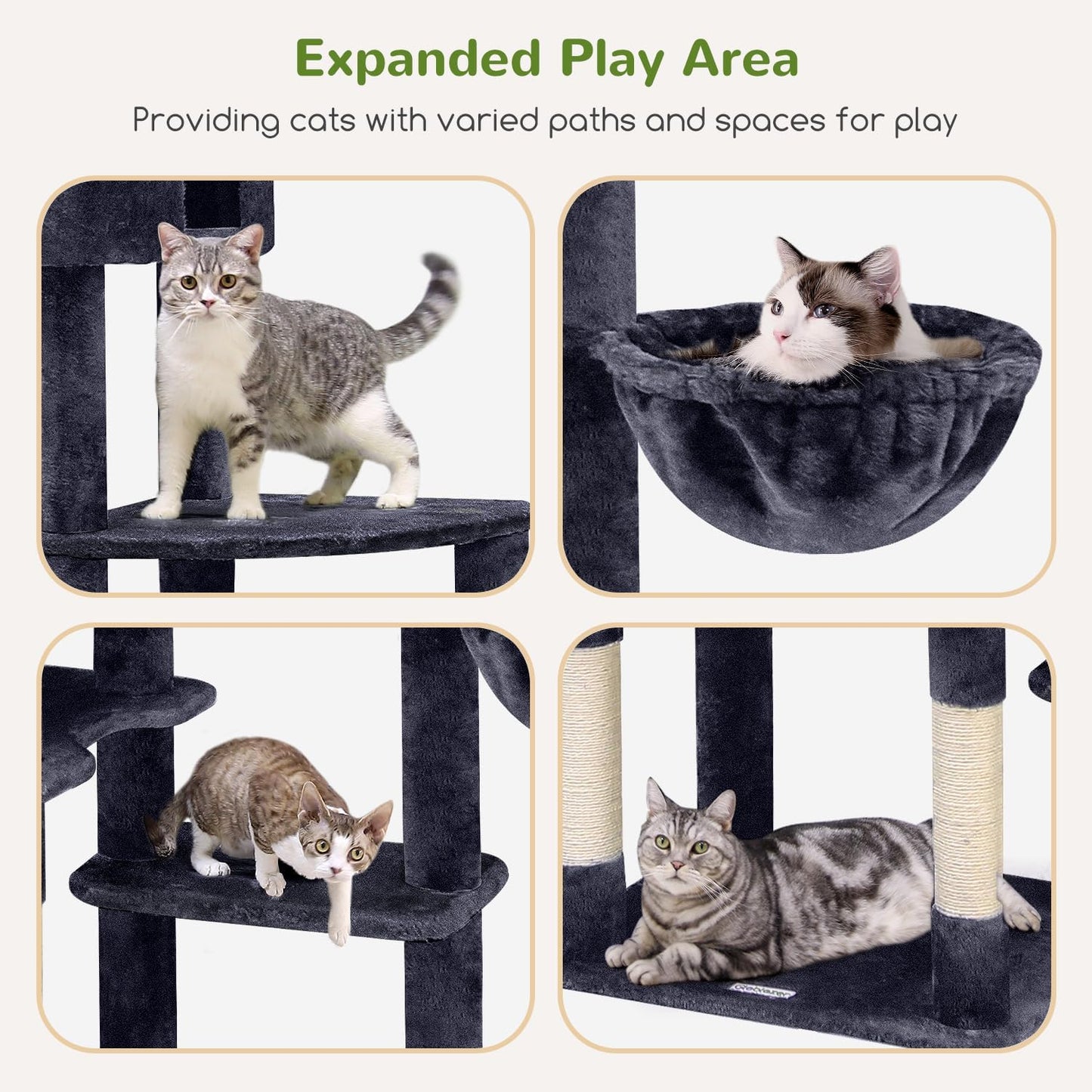 Globlazer Giant Cat Tree, 83 inch Cat Tree for Indoor Cats Large Adult, XXL Cat Tower with 9 Scratching Posts for 20lb+ Heavy Duty Large Adult Cats, F83, Dark Grey