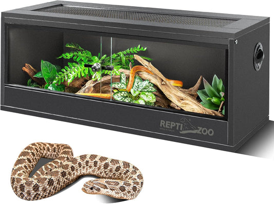 REPTI ZOO 20 Gallon PVC Reptile Tank, 30x12x12 inch Reptile Terrarium for Crested Gecko Frog Lizard Snake Turtle Hermit Crab, Leopard Gecko Enclosure with Sliding Door & Screen Ventilation - FurryFun