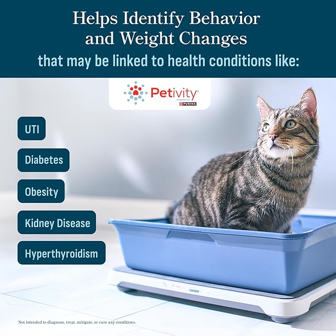 Purina Petivity Smart Litter Box Monitor Cat Weight Scale & Health Tracker - Monitor Litter Habits, Track Weight Accurately, AI Alerts & Monthly Reports, Phone App, Works for Multiple Cats