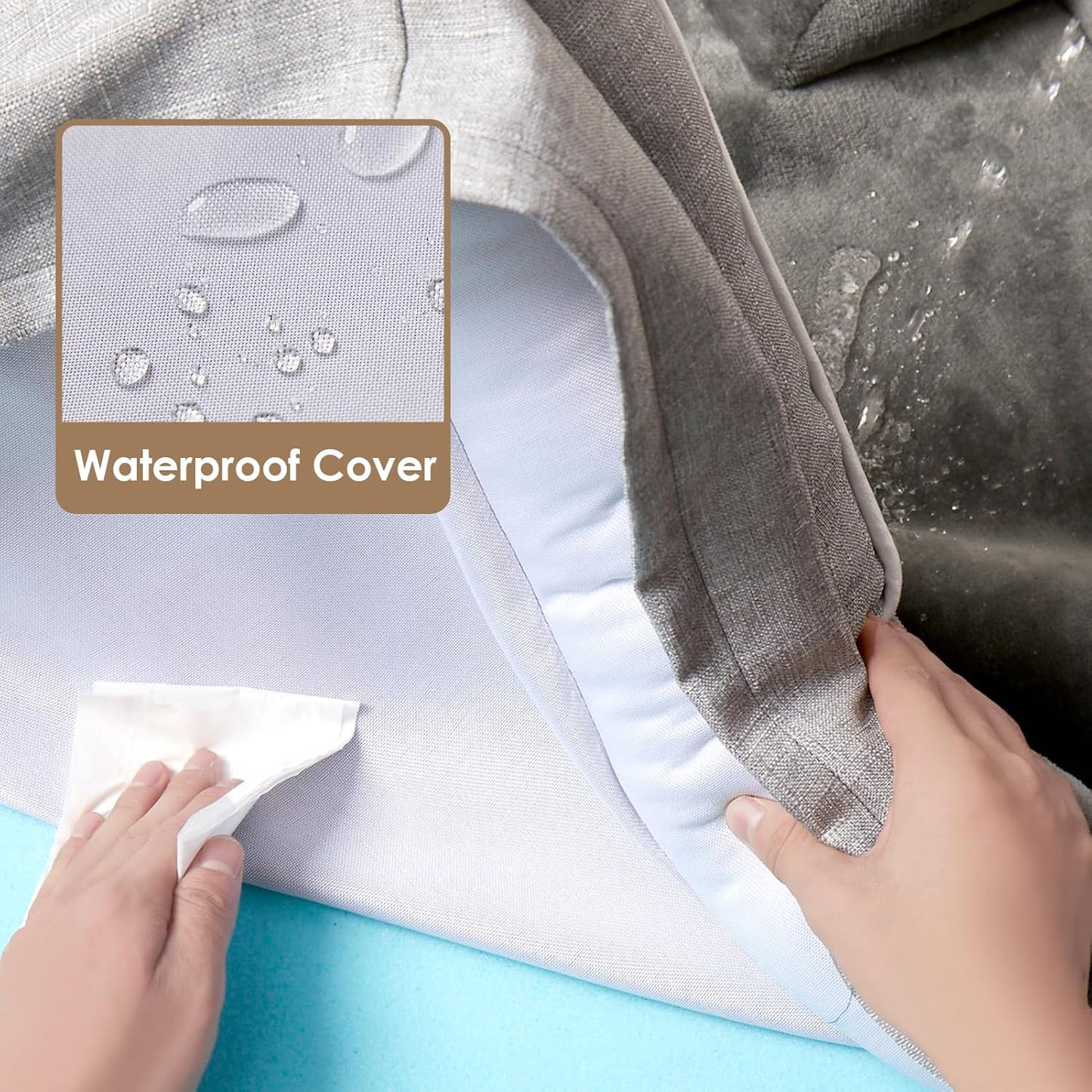 EHEYCIGA Orthopedic Dog Beds for Large Dogs, Waterproof Memory Foam Large Dog Bed with Sides, Non-Slip Bottom and Egg-Crate Foam Pet Couch Bed with Washable Removable Cover, Grey
