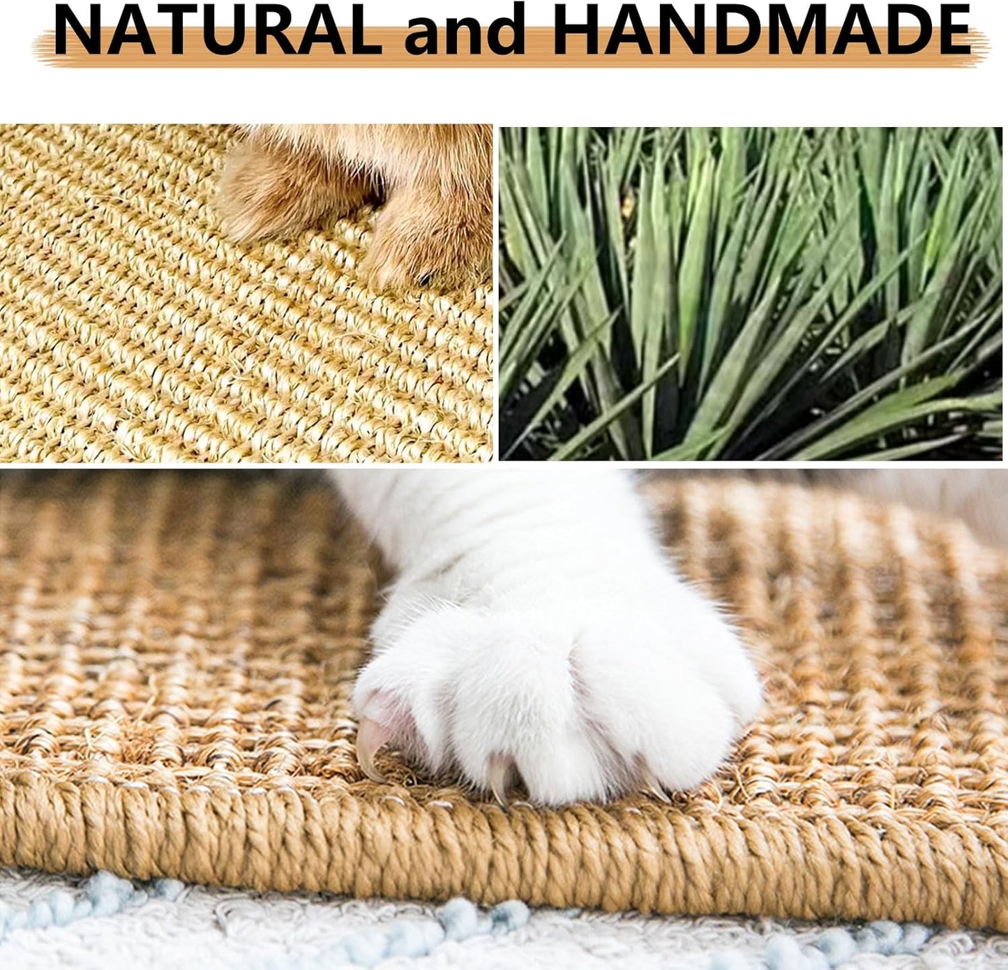 Oncpcare 6PCS Natural Bunny Scratch Mat - Rabbit Scratching Pad for Claws and Teeth Care - Chew Toys for Cages, Pet Bedding for Biting, Sleeping, Nesting, 16x12