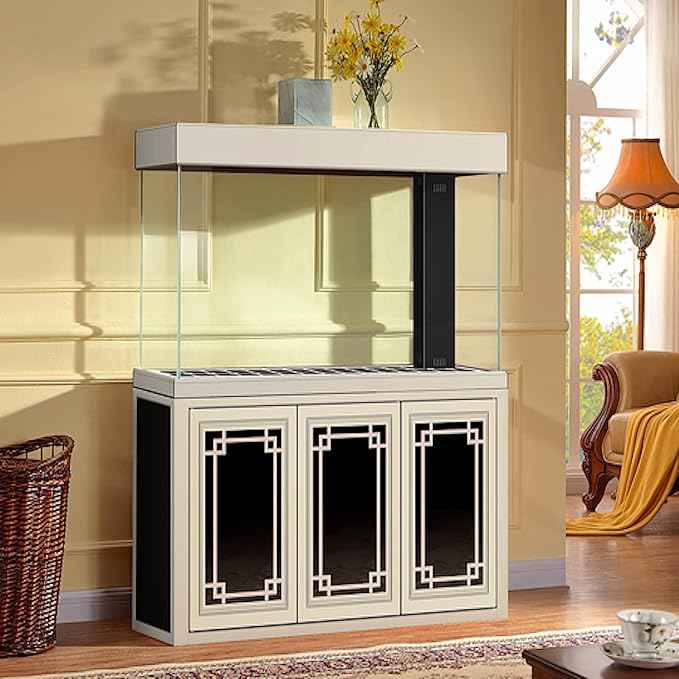 165 Gallon Glass Aquarium with Aluminum Cabinet - Including Sump for Filtration and Circulation, Plumbing, LED, Silver