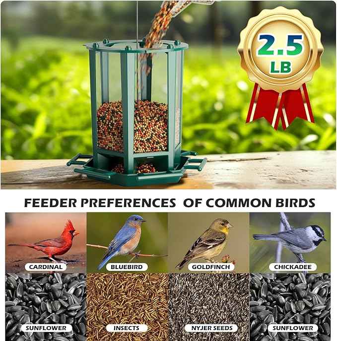 Birdream Bird Feeders for Outdoor Hanging, Pagoda Design Fun Installatio 2.5 LB Wild Bird Feeders, Attracting Wild Birds Cardinal Sparrows Finch Goldfinch Chickadee - Green