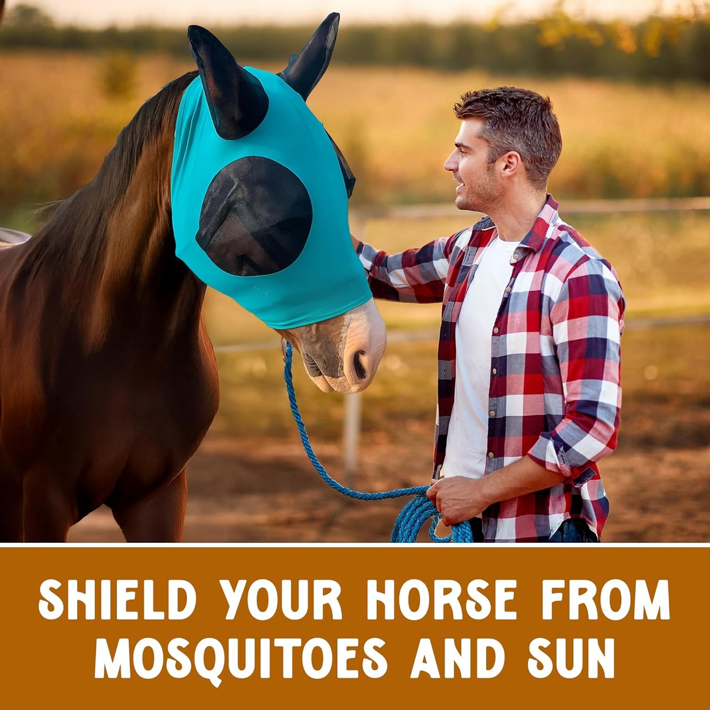 Horse Fly Mask - Arab Equine Fly Mask with Full Coverage for Eye & Ear - Stretchable UV & Sun Protection Flymask for Horses, Ponies & Mini Horses - Horse Face Cover for Pasture & Trail - Purple