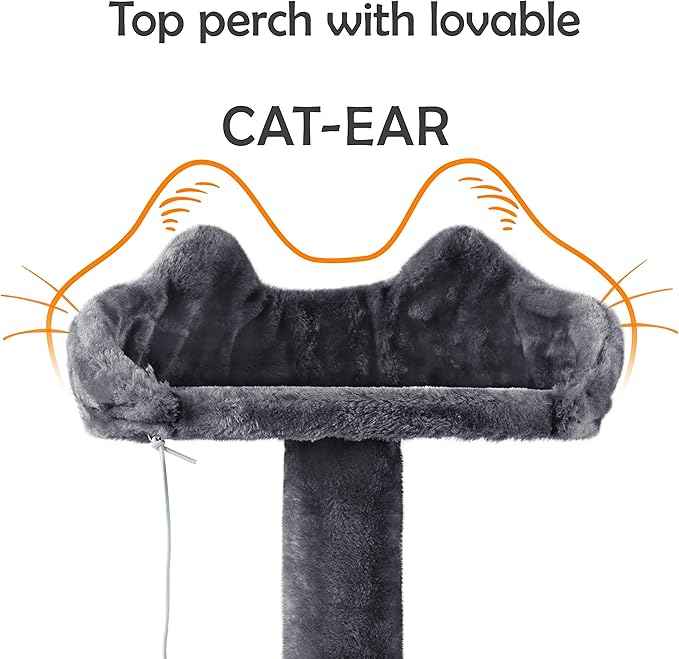 Yaheetech 62in Cat Tree Cat Tower for Indoor Kitty, Pet Furniture w/Double Condo, Scratching Posts, Multiple Platforms and Balls for Kittens, Dark Gray