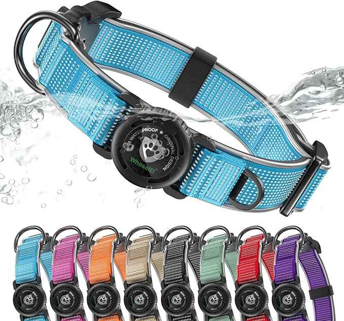 WhoseID Premium AirTag Dog Collar - Air Tag Small Dog Collar | Fur-Safe Magnetic Buckle | IPX8 Waterproof Reflective Dog Collar with AirTag Holder